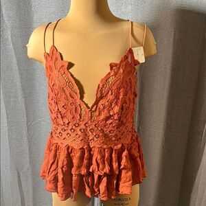 Orange Ruffled Peplum Camisole